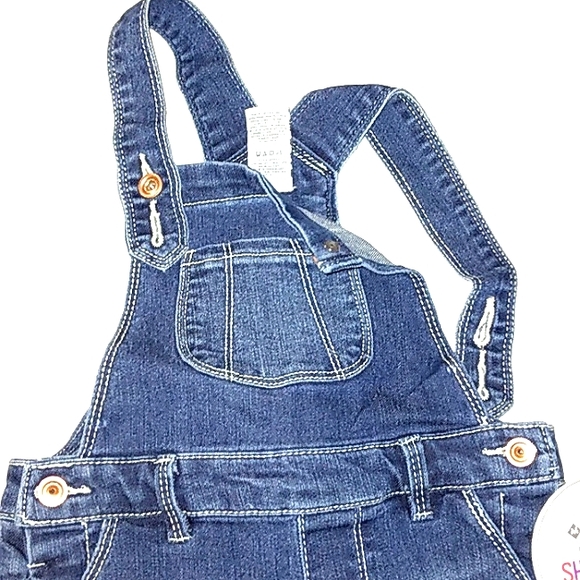 ~L@@K~NWT Toddler Girls Super Stretch denim "Shortall" Coverall Shorts~Sz 4/5 - Picture 11 of 14